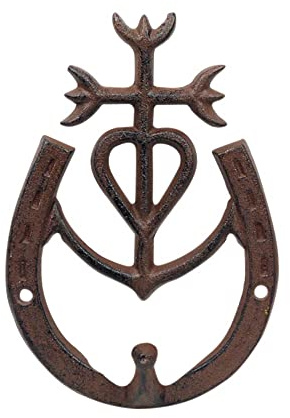 ORIGEN Camarguesisches Kreuz, Wanddekoration, Gusseisen, vielseitig einsetzbar, H 18 cm