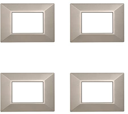 4 Pezzi Placche Compatibile Con Bticino Axolute, Placche Plastica Quadrata, Stile Piramide (3 Posti/Moduli,Titanio)