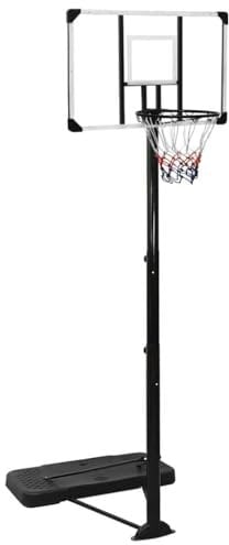 vidaXL Support de Basket-Ball Transparent 256-361 cm Polycarbonate, Support de Basket Portable, Poteau de Basket, Support de Panier de Basket