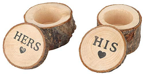Dioche Blumenmädchen Korb Porte Alliance Bois Mariage Holz 2 Stücke Retro Ehering Box Behälter Einzigartiger Ring Schmuck Halter Aufbewahrungskoffer 01# (Ihr & Sein)