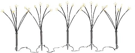 Garten Stecker Stern 45 cm Batterie betrieben - 5er Set / 30 LED - Weihnachts Deko Leuchtstab mit Timer für Außen