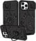 Pegmode (2in1 for iPhone 15 Pro Max Case for Women Black Butterfly Girly Girls Phone Cases Cute Butterflies Design with Slide Camera Cover+Ring Holder Pretty Fashion for iPhone 15 ProMax Cover 6.7''