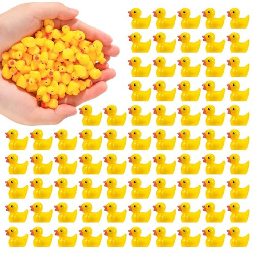 Halinuia 100 Stück Mini Harz Enten, Mini Enten Mini Resin Duck Kleine Figuren Mini Enten Figuren Kleine Enten Miniatur Figuren Niedliche Ente Dekoration für DIY Aquarium Garten Landschaft Puppenhäuser