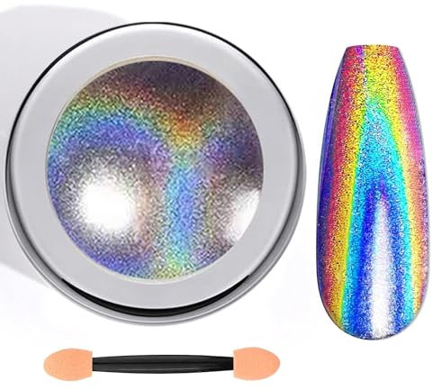 Chrome Nail Powder, Holo Chrom Nagelpulver mit Super Laser-Effekt, Chrome Pulver Nägel für Nagelkunst zu Hause