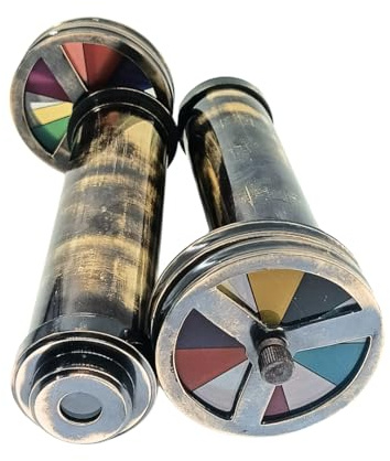 BAZROSS Caleidoscopio in ottone fatto a mano, regalo educativo | Replica della collezione vintage, regalo di compleanno e ogni occasione per adulti e bambini, caleidoscopio in ottone con doppia ruota