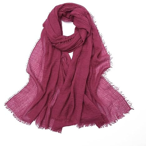 Damen Schal 90 x 175cm Einfarbiger Schal aus Baumwolle und Leinen Tuch Kopftuch Stola Schals Damenschal Schaltücher Halstuch Scarves für Frühling Sommer Herbst Winter Tägliches Tragen,Fuchsia A