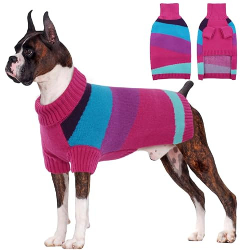 OUOBOB Hundepullover, Hundepullover für große Hunde, Rollkragenpullover, Weihnachtspullover, warmer extra Hundepullover, Haustier-Outfit, Strickwaren für Labrador, Golden Retriever, Dobermann, Boxer,