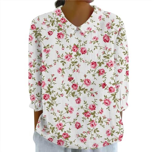 Chemise Femme Chic Et Élégant Chemisier Lin Femme Été Vetement Femme Grande Taille Tee Shirt Manche Longue Femme Mode Femme Chemise Jabot Chemisier Femme Grande Taille Solde Rose 5XL