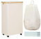 ROSOS Laundry Basket on Wheels, 105L Laundry Basket with Lid & Removable Laundy Bag, Waterproof Large Laundry Basket with Wheels, Laundry Bin with Bamboo Handles for Laundry Room, Beige
