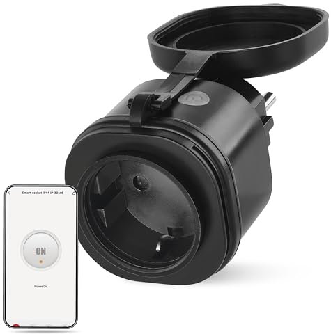 EMOS GoSmart ZigBee Outdoor Steckdose 16A, 2,4GHz Smart Steckdose mit Timer und Stromzähler, IP44, manuell oder mit Smart-App gesteuert, kompatibel mit Amazon Alexa, Google Assistant, schwarz