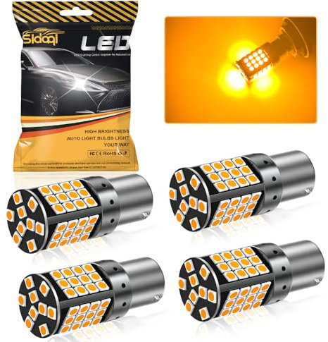 Sidaqi 1156 BAU15S PY21W LED Bulb 12-24V Canbus Error Free Amber Yellow Ultra Bright 4000LM 57SMD 581 PY21W LED for Indicator Bulb Front and Rear Turn Signal Light Plug and Play-4PCS