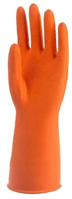 CHUDOU Reinigungshandschuhe, wasserdichte Geschirrspülhandschuhe, langlebige Küchenreinigung, Geschirrspülwerkzeuge for den Haushalt (ROT-S)(Orange l)