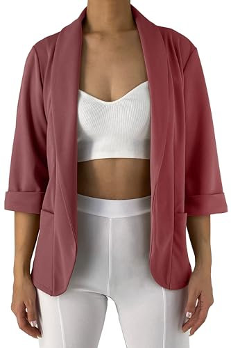 JOPHY & CO. Giacca Blazer Donna con Tasche (cod. 5572) (L, Rosa Antico)