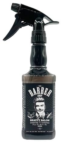 Eson Hair Water Spray Bottle 500ml, Whisky Style Spray Bottle for Hair, Mist Plant Mister, Barber Salon Hairdresser - Retro Stylish, Empty Refillable Sprayer for Cleaning (Black)