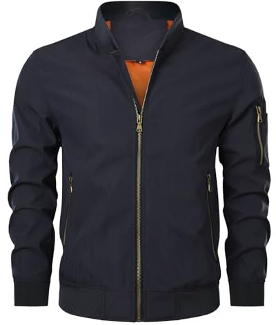 SRZYMJ Marine Jacke Herren übergangsjacke Winter Karierten Jacquard Alltag Freizeit Outdoor Jacken mit Reißverschlusstasche Mantel Herren Winter Ultraleichte Regenjacke Herren Trenchcoat