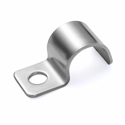 FamlTol Conduit Pipe Clamps, 304 Ss Pipe Mounting Brackets, Metal One-Hole P-type Clips for Tube or Wire Cord Installation Fixed Clip | OD 11/16 | 25 Pcs