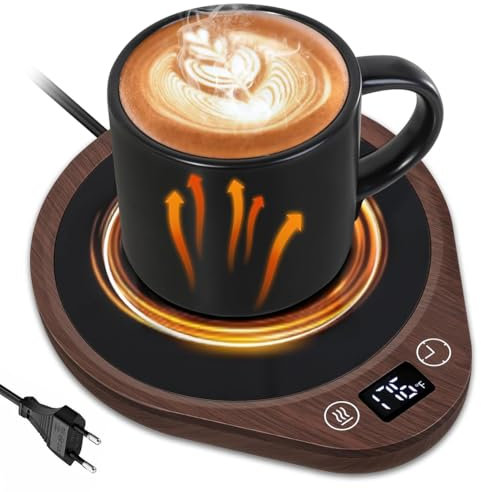 Chauffe Tasse, Chauffe Tasses Electrique De Bureau Smart 36W Avec Arrêt Auto Après 4H, 3 Réglages De Température (55℃/65℃/80℃), Coffee Heating Pad Pour Tasse A Café (Tasse Non Incluse) (Grain de bois)