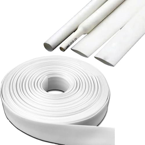 Guaina termorestringente bianca da 1/4 16,5 m, 3:1, foderata con adesivo, impermeabile, connessioni sicure, termorestringenti e ignifughe per isolamento dei cavi elettrici