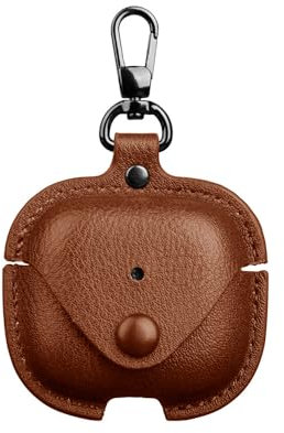Funda protectora para auriculares inalámbricos AirPods 4, funda de teléfono anticaídas de cuero Funda protectora de cuero portátil con hebilla de llavero