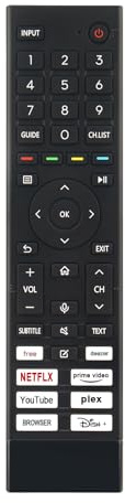VINABTY ERF3ZE80 Sostituire il telecomando vocale per HISENSE/KIWI/MEDION/Technisat/Kiwi/Technisat/Tesla/bsl/Smart tech/JVC/DYON TV Compatible With Hisense ERF3ZC80 ERF3ZA80 ERF3ZB80 ERF3ZD80