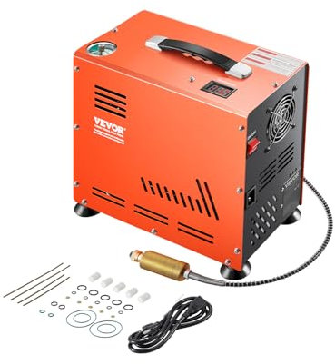 VEVOR Compresseur d'air PCP, 800 W 30 MPa, double cylindre, avec système de refroidissement par ventilateur intégré, arrêt automatique, pompe de réservoir de paintball sans huile pour pistolet à air