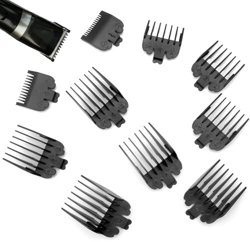 UOCAI 10 Stück Trimmer Wahl Aufsätze mit Spiegel, 1,5mm Bis 25mm Haarschneidemaschine Aufsätze Clipper Guards Haar Haarschneider Aufsatz für Schermaschine Friseur Salon Werkzeug