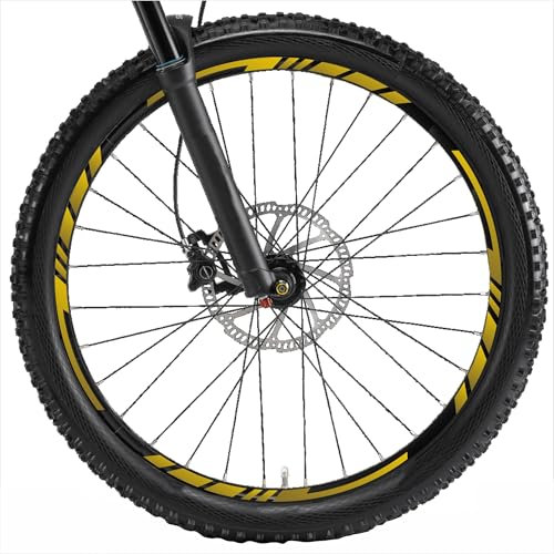 Decalart Kit adesivi per Cerchi Ruote Bici Mtb corsa sport 26 27,5 28 29 Pollici completo 2 ruote decalcomanie sticker filetto strisce L001 (091 Oro, 27,5 Pollici)