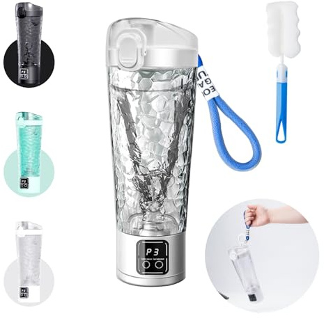 HUOMAQFAN Electric Protein Shaker Bottle, 700ml Shaker Cups for Protein Shakes and Meal Replacements, BPA-free Portable Rechargeable Shaker Bottle with USB Rechargeable, A Bottle Brush (Pearl White)