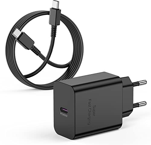 45W USB C Ladegerät für Samsung S25, Schnellladegerät mit Typ-C Ladekabel 2M, Fast Charger Adapter Netzteil Stecker und Kabel für Samsung Galaxy S25 Ultra/S24+/S23/S22/S21/S20/S10/A53/Z Flip 4/Note