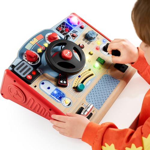 Top Bright Montessori Busy Board avec lumière LED, Jouets sensoriels avec Sons et interrupteurs, Planche d'activités pour Enfants de 3 à 5 Ans, Jouet de Conduite de Voiture pour Tout-Petit garçon