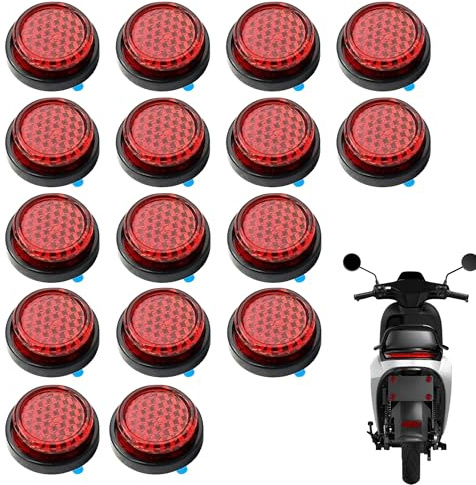16PCS Motorcycle Reflectors Red Small Round Rear Red Reflectors 20 MM Self Adhesive License Plate Safety Number Plate Round Reflector for Motorcycle Electric Vehicle Bicycle Fenders