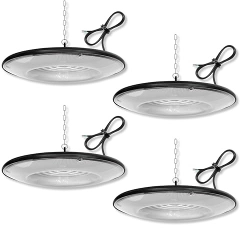 Sigmaled lighting, Projecteur industriel LED UFO High Bay 100W 10000 lm, Lampe Industrielle IP65 Étanche, Blanc Froid 6000K, Éclairage pour Usine, Entrepôt, Atelier, Garage, Lot de 4