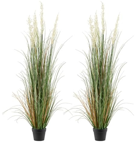 VEVOR Césped Artificial, en Maceta, de PVC, Ideal para Interior y Exterior, Hogar, Jardín, Oficina, Decoración de Habitaciones y Fiestas de Inauguración, Verde, 1499 x 400 x 400 mm, 2 Piezas