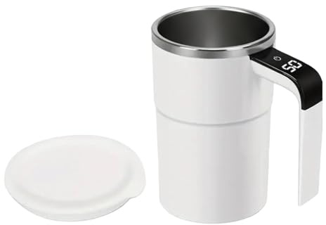 qokeeu Upgrade Self Stirring Mug with Temperature Display, Rechargeable Auto Magnetic Mug, 380ML Automatic Magnetic Stirring Coffee Cup Self Mixing Coffee Cup Rotating for Coffe Milk