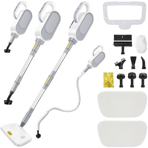 Dampfreiniger 1500W Dampfreiniger Handgerät, Mehrzweck Steam Cleaner mit 9 Zubehörteile, 140°C Dampf 500ML Tank Handdampfreiniger, zur Reinigung von Teppichen, Küchen und Badezimmern