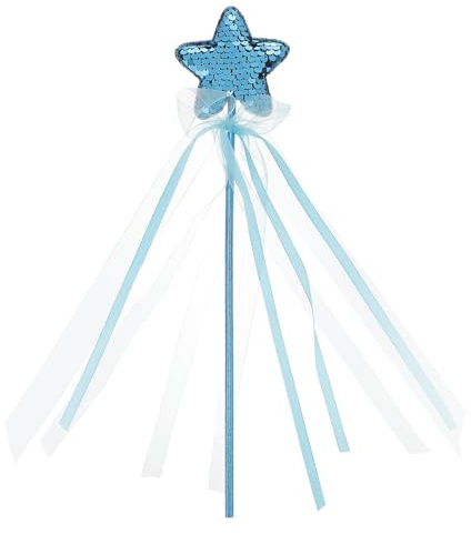 Veemoon Baguette Magique D'étoile, Paillettes, Rubans, Bleu, Kids | Plastique Polyester, Texture Fine, Prise Confortable, Ne Raye Pas la Peau, pour Baby Girls