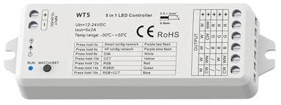 RGBCCT LED Controller DC12-24V WT5 5in1 LED Dimmer 2,4G Zone 1 Zone 4 Wand Touch Panel Schalter LED Dimmer(WT5 only)