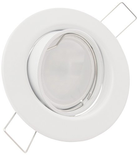 trendlights24 Decora LED Einbaustrahler 230V Weiß rund 1er Set - Spot 6W 450 lm GU10 Warmweiß austauschbar - Deckenspots schwenkbar 68 mm Lochmaß
