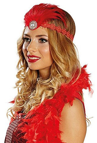 Kostüm Zubehör Haarband Charleston Flapper Karneval Fasching rot
