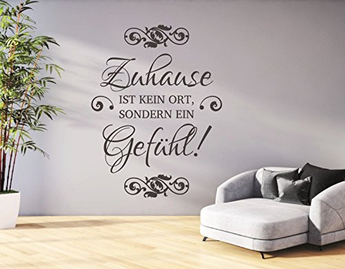 tjapalo® dGR-pkm58 Wandtattoo Wohnzimmer Flur Aufkleber Wandaufkleber Wandtatoo Spruch Zuhause ist kein Ort sondern ein Gefühl (H100 x B58 cm)