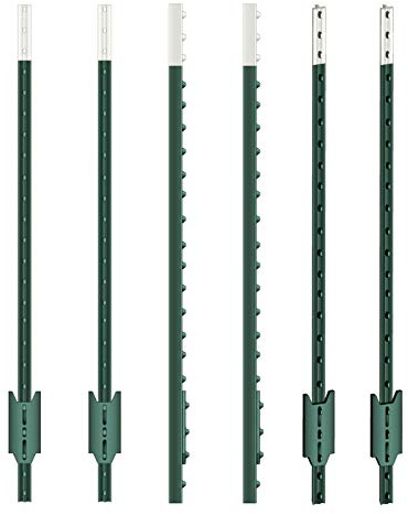 VOSS.farming T-Pfosten 182cm 50 Stück, Metallpfahl Festzaunsystem, Hochwertige Qualität Grün, T-Post, Zaunpfahl, Weidezaun