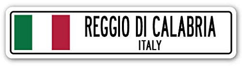Reggio Di Kalabrien Italien Aluminium Straßenschild Italienische Flagge Stadt Land Straße Wa Straßenschild 10,2 x 40,6 cm