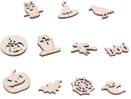 Milisten 100Pcs Unfinished Graffiti Wooden Chips 3X2Cm for DIY Arts Halloween Wooden Craft Shapes Kids Creative Painting Coasters Decorations