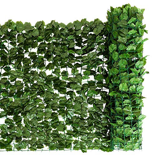 COSTWAY Künstliche Efeu Garten Sichtschutz, Balkonsichtschutz Blätteroptik Windschutz, Pflanzenwand Hecke Efeublättern, für Gartenhecken Balkon Außendekoration, Heckenpflanze Grün (150 x 300 cm)