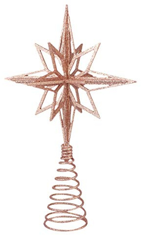 TOYANDONA Glitter Bethlehem Gold Star Christmas Tree Topper Multi-Pointed Bethlehem Star Treetop Glittering Tree Top for Xmas Tree Decorations Holiday Seasonal Home Decor