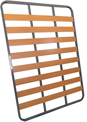 MUEBLIX.COM Somier Eco para Cama 150 x 190 cm | Somier Sin Patas | Láminas Madera de Chopo de 9 cm y Estructura de Tubos de Acero | Útil para Camas de Matrimonio