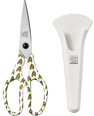 Linoroso Ciseaux de Cuisine Professionnel avec Couvercle Magnétique Ciseau Cuisine Multifonction Fabriqués en Acier Japonais 4034, Ultra Tranchants pour Viande Légumes Barbecue Herbes Pizza - Piments