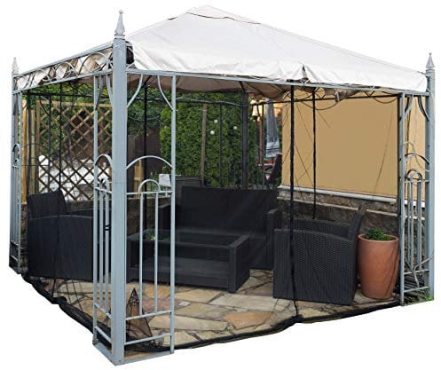 Moustiquaire en forme de boîte pour tonnelle, terrasse, lodge ou balcon, dans un sac de transport pour les voyages, 400 x 300 cm, noire