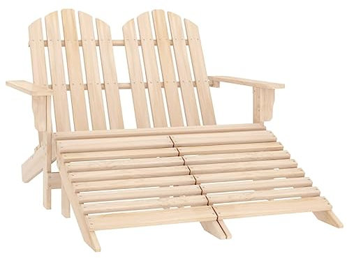 vidaXL Tannenholz Adirondack Gartenbank 2-Sitzer mit Fußstütze Deckchair Liegestuhl Gartenstuhl Stuhl Sonnenliege Parkbank Sitzbank