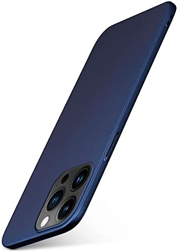 moex Alpha Case für Apple iPhone 13 Pro Max Hülle Ultra Dünn, Schutzhülle mit erhöhtem Kameraschutz, Slim Cover Hardcase Backcover, Dünnste Handyhülle Minimalistisch, Metallic Blau